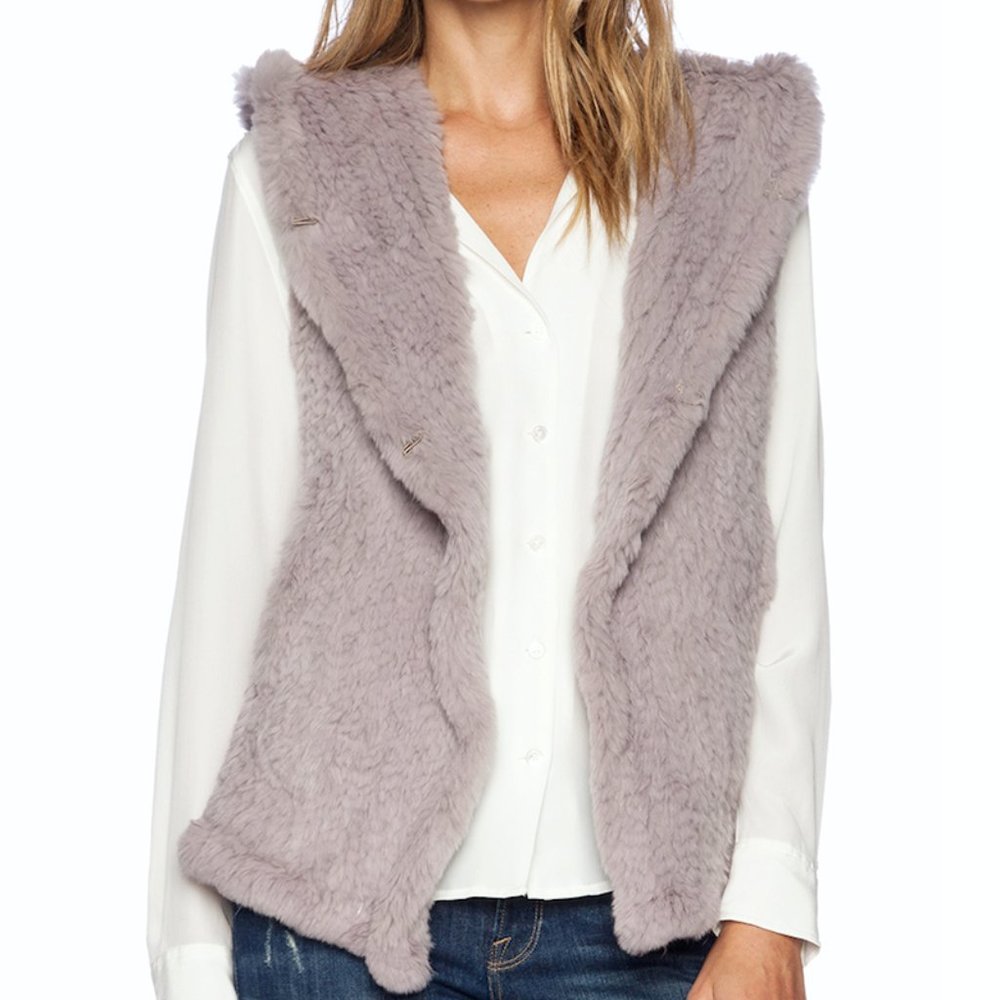 June Sheared Rabbit Fur Vest Small Beige